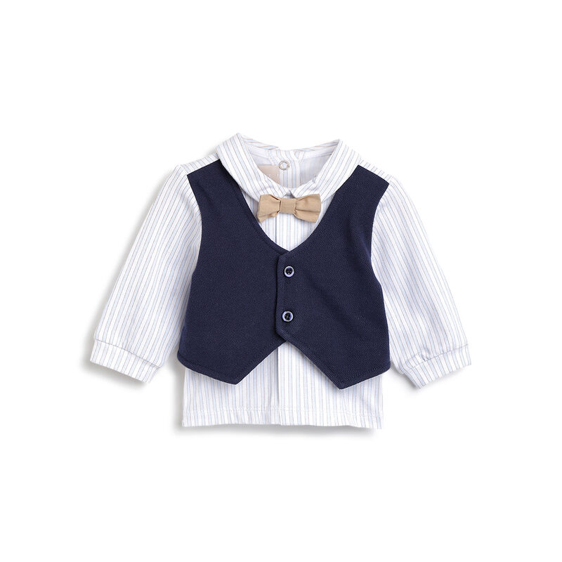 Boys Dark Blue Baby's Smock with Leggings image number 1